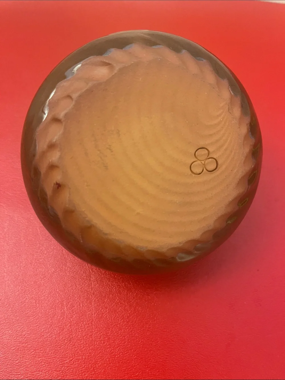 Vintage Handmade Spherical Earthenware Vase, Decorative Art 4.25”D 3”H